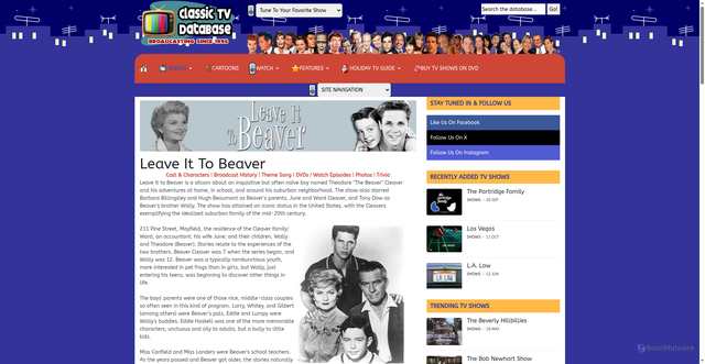 Security scan screenshot of https://www.classic-tv.com/shows/leave-it-to-beaver