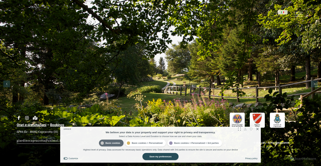 Security scan screenshot of https://www.giardinocapracotta.unimol.it/