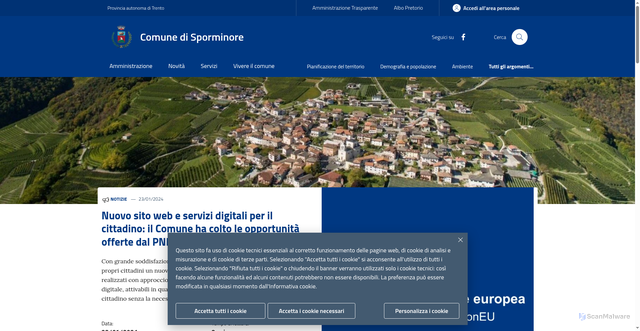 Security scan screenshot of https://www.comune.sporminore.tn.it/