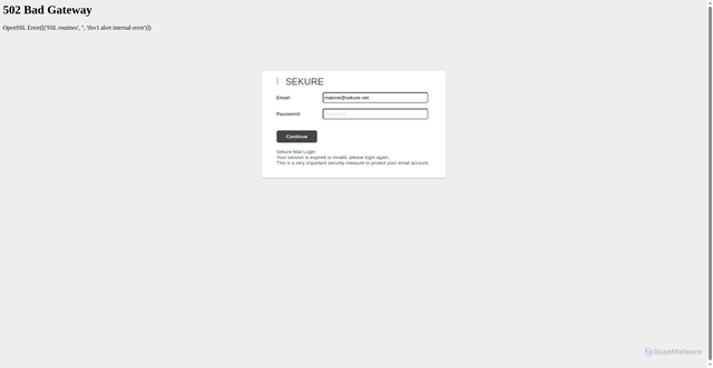 Security scan screenshot of https://acigv.com/login.html#malone@sekure.net