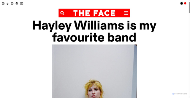 Security scan screenshot of https://theface.com/music/hayley-williams-paramore-interview-ego-death-at-a-bachelorette-party