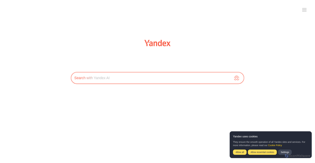 Security scan screenshot of https://yandex.com/