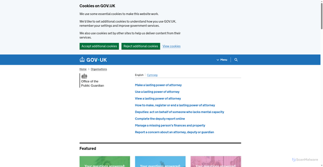 Security scan screenshot of https://www.gov.uk/government/organisations/office-of-the-public-guardian