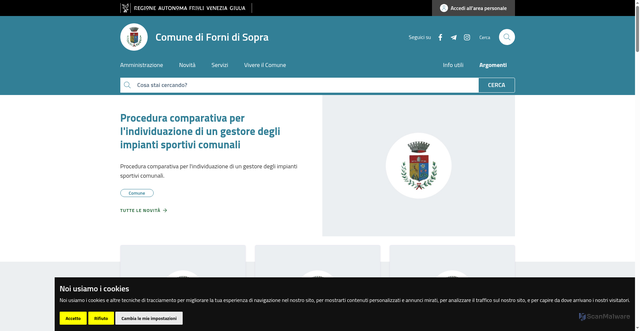 Security scan screenshot of https://www.comune.fornidisopra.ud.it/