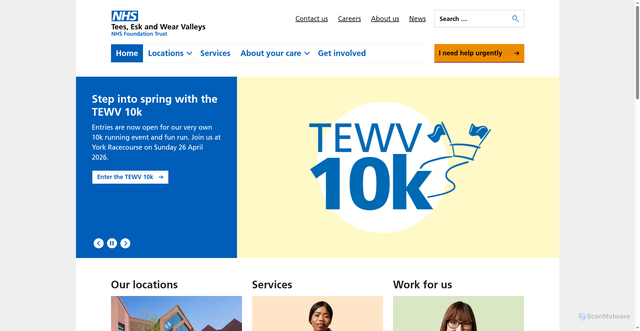 Security scan screenshot of https://www.tewv.nhs.uk/
