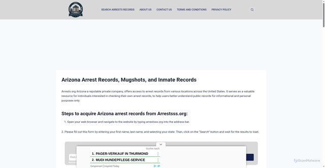 Security scan screenshot of https://arizona.aarrestss.org/