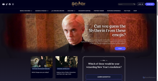 Security scan screenshot of https://www.wizardingworld.com