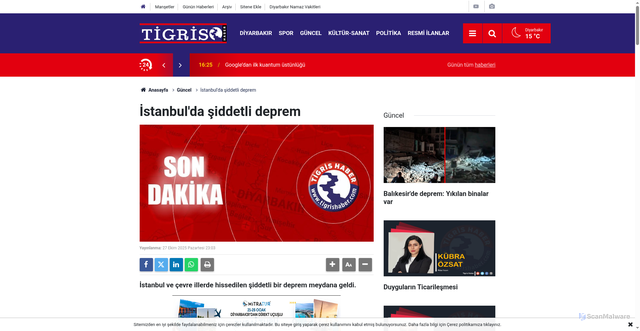 Security scan screenshot of https://www.tigrishaber.com/istanbulda-siddetli-deprem-140263h.htm