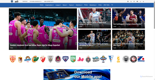 Security scan screenshot of aba-liga.com