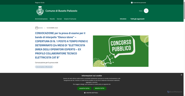 Security scan screenshot of https://www.comune.busetopalizzolo.tp.it/it