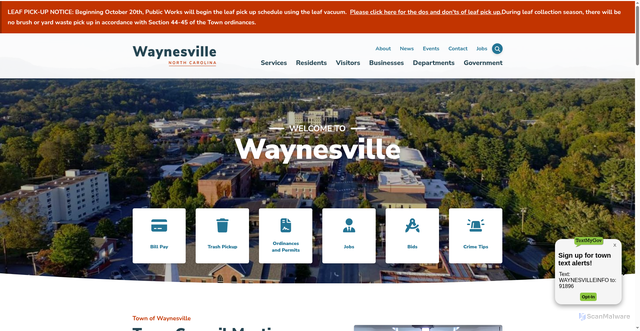 Security scan screenshot of https://www.waynesvillenc.gov/
