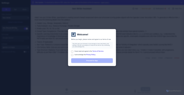 Security scan screenshot of https://cbc-ai-tool.netlify.app/app?assistant=Item+Writer