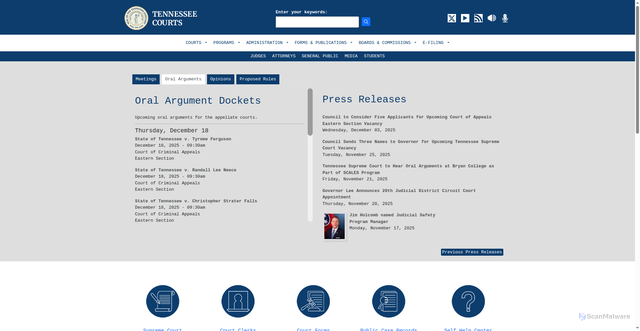 Security scan screenshot of https://tncourts.gov/