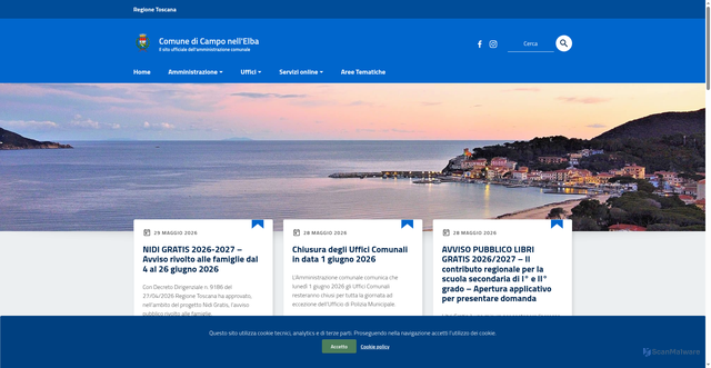 Security scan screenshot of https://www.comune.camponellelba.li.it