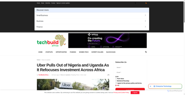 Security scan screenshot of https://techbuild.africa/uber-nigeria-uganda-refocuses-investment-africa/