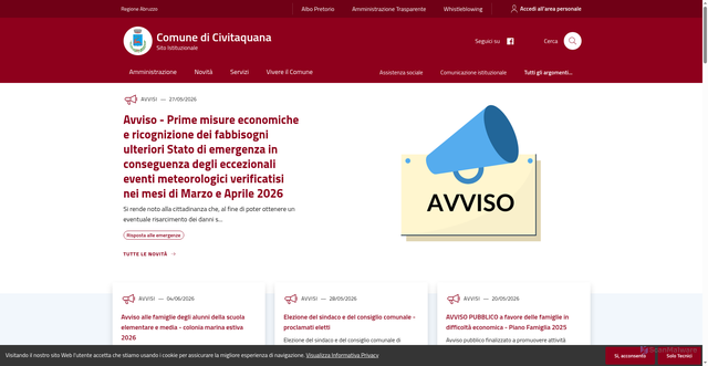 Security scan screenshot of https://www.comune.civitaquana.pe.it/