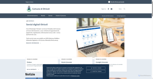 Security scan screenshot of https://www.comune.otricoli.tr.it/