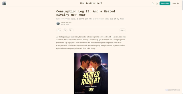 Security scan screenshot of https://csllzz.substack.com/p/consumption-log-20-and-a-heated-rivalry