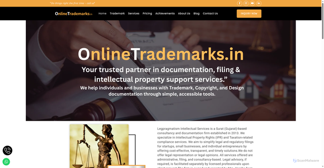 Security scan screenshot of https://onlinetrademarks.in/