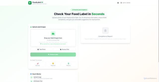 Security scan screenshot of https://foodlabel-ai.pages.dev/