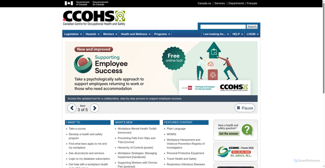 Security scan screenshot of https://ccohs.ca