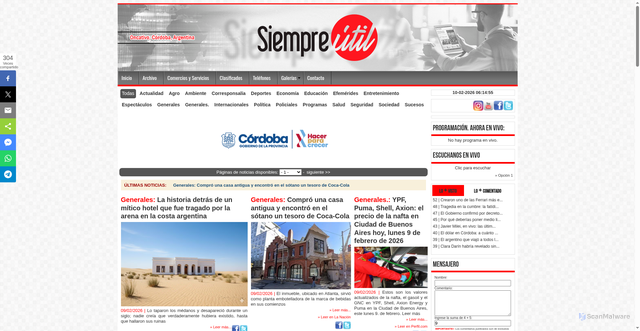 Security scan screenshot of https://www.siempreutil.com.ar