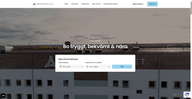Security scan screenshot of https://arenahotellet.nu