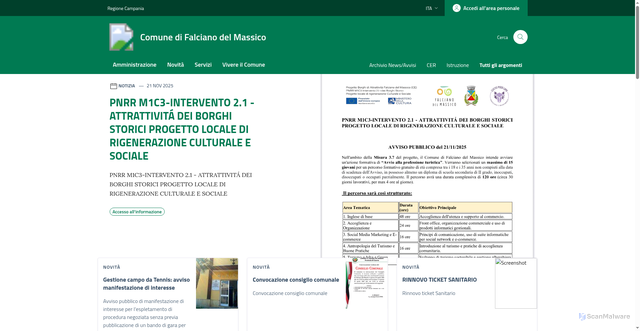 Security scan screenshot of https://www.comune.falcianodelmassico.ce.it