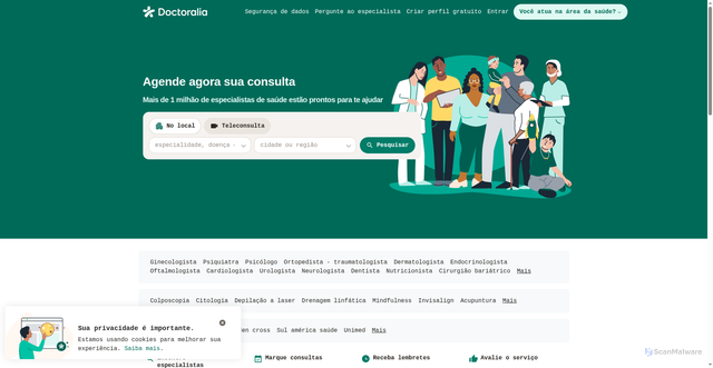 Security scan screenshot of https://www.doctoralia.com.br