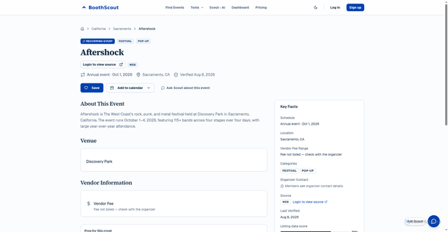 Security scan screenshot of https://www.boothscout.com/events/100505
