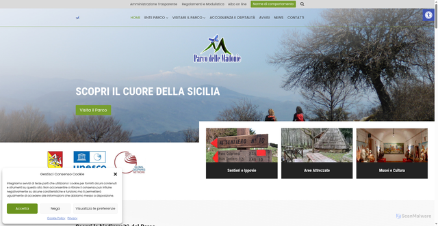 Security scan screenshot of https://www.parcodellemadonie.it/