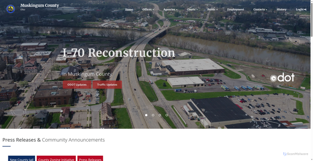 Security scan screenshot of https://www.muskingumcountyoh.gov/