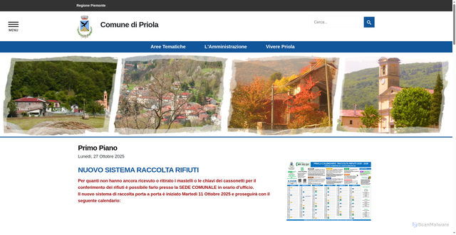 Security scan screenshot of https://www.comune.priola.cn.it/