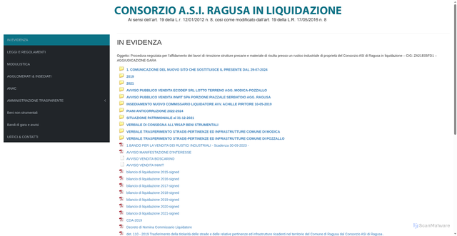 Security scan screenshot of https://asiragusaliquidazione.it/index.php?idpagina=2