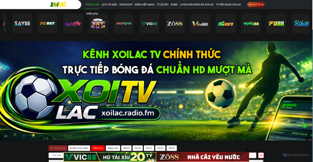 Security scan screenshot of https://xoilacchamtv.cc