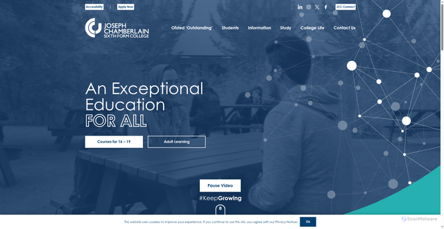 Security scan screenshot of https://www.jcc.ac.uk/