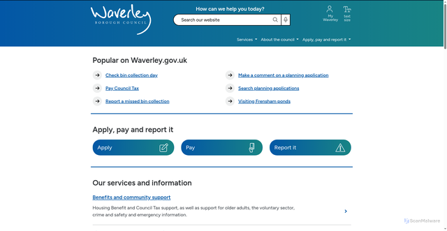 Security scan screenshot of http://www.waverley.gov.uk