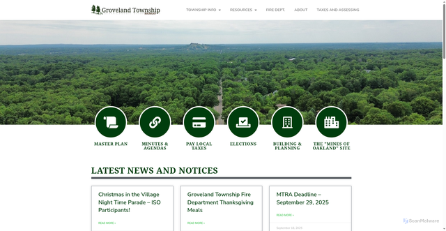 Security scan screenshot of https://grovelandmi.gov/