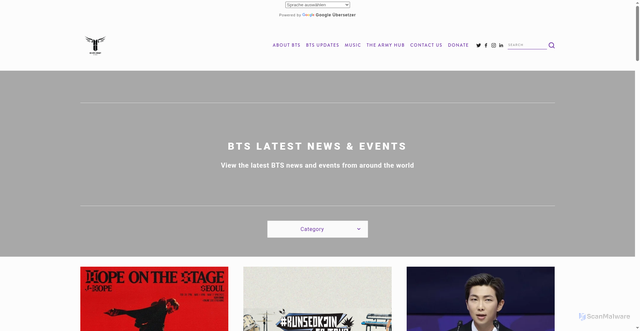 Security scan screenshot of https://www.usbtsarmy.com/latest-news-and-events