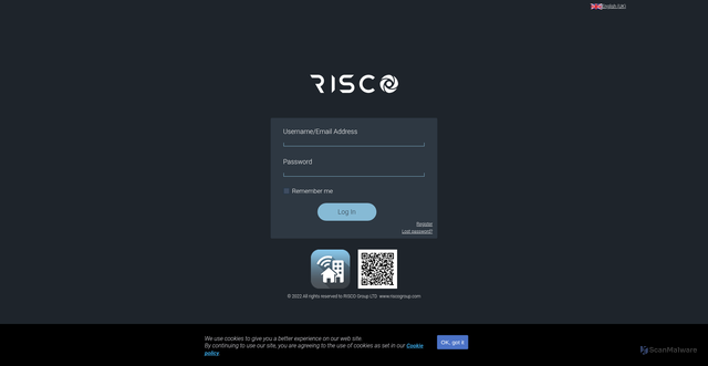 Security scan screenshot of https://www.riscocloud.com