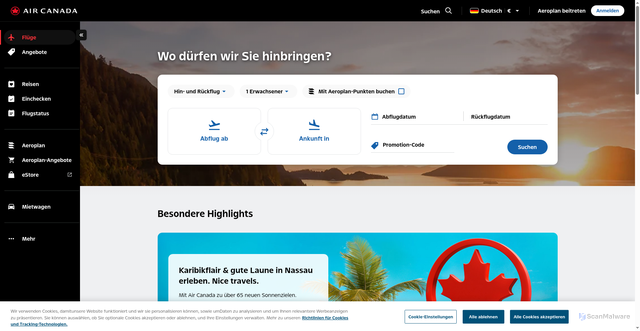 Security scan screenshot of https://aircanada.ca