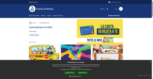 Security scan screenshot of https://www.comune.amelia.tr.it/it