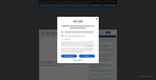 Security scan screenshot of https://ihappy4thofjuly.com/canada-day-images/