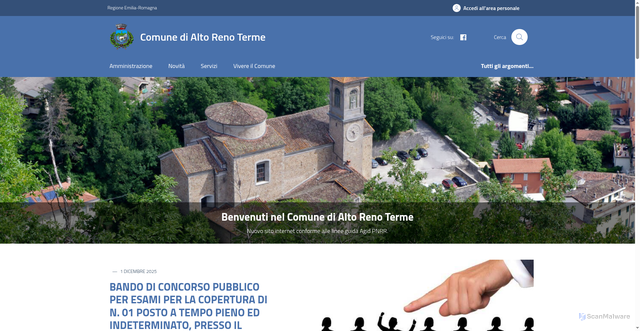 Security scan screenshot of https://www.comune.altorenoterme.bo.it/