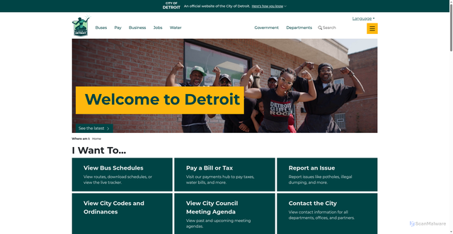 Security scan screenshot of https://detroitmi.gov/