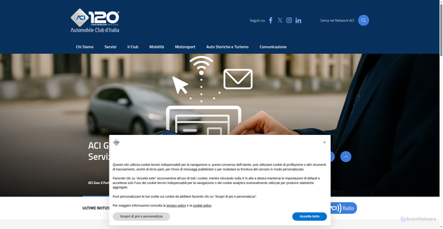 Security scan screenshot of https://www.aci.it/