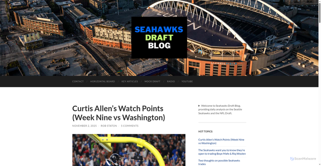 Security scan screenshot of https://seahawksdraftblog.com/curtis-allens-watch-points-week-nine-vs-washington