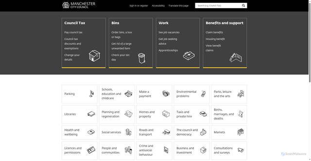 Security scan screenshot of http://www.manchester.gov.uk