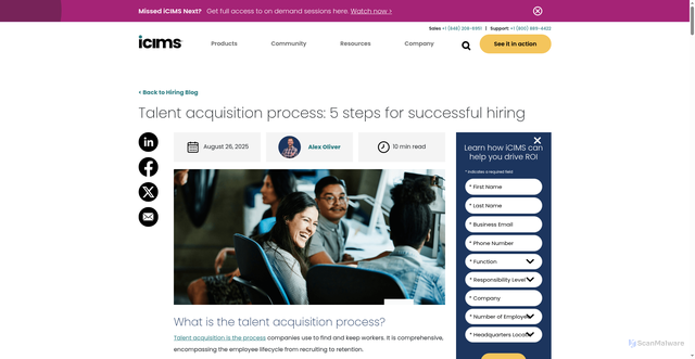 Security scan screenshot of https://live-icims.pantheonsite.io/blog/talent-acquisition-process-5-steps-for-successful-hiring/