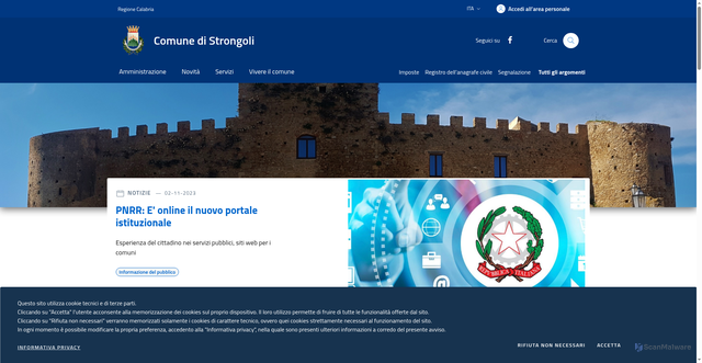Security scan screenshot of https://www.comune.strongoli.kr.it/